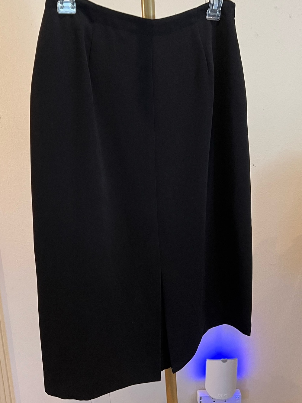 Women's Black Pencil Skirt with Front Vent
